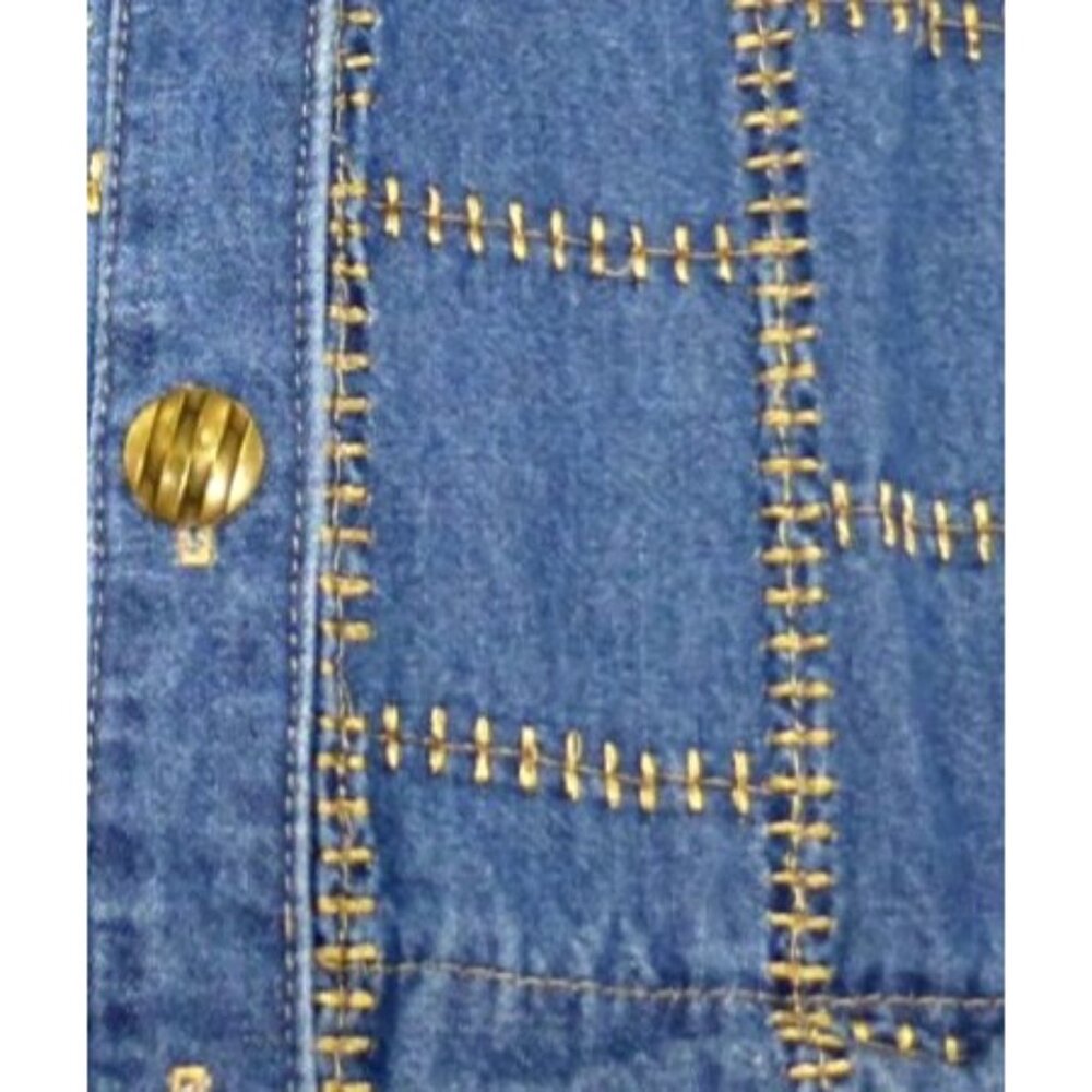 VTG Saint Germain Womens Denim Vest XL Button Front Embroidered Stitching Pocket - Picture 8 of 12